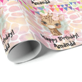 Giraffe in Aquarell-Girls-Verpackungspapier Geschenkpapier (Rolleneckpunkt)