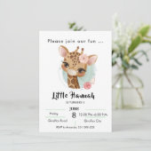 Giraffe in Aquarellmädchen Geburtstag Einladung (Stehend Vorderseite)