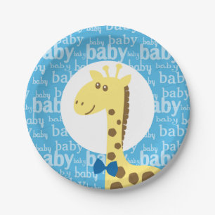 Giraffe in Blue Bow Baby Shower for Boy Pappteller