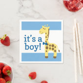 Giraffe in Blue Bow Baby Shower for Boy Serviette (Beispiel)