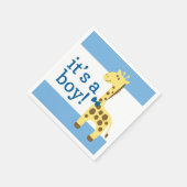 Giraffe in Blue Bow Baby Shower for Boy Serviette (Ecke)