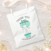 Giraffe in Blue Yellow Hot Air Ballon Danke Geschenktütchen (Ausgeschnitten)