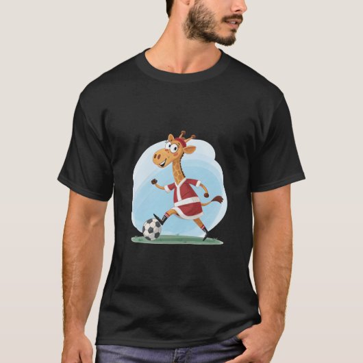 Giraffe in Christmas Outfit and Soccer Ball T-Shirt (Vorderseite)