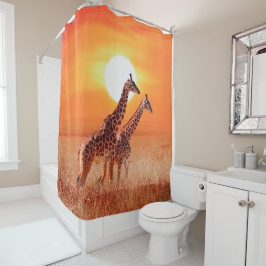 Giraffe in der afrikanischen Savanne gegen den Bac Duschvorhang (Beispiel)