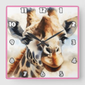 Giraffe in der afrikanischen Sonne Quadratische Wanduhr (Vorderseite)