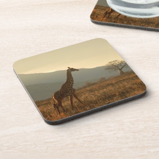 Giraffe in der Savannah Getränkeuntersetzer (Linke Seite)