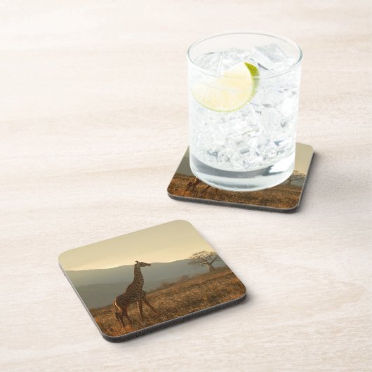 Giraffe in der Savannah Getränkeuntersetzer (Rechte Seite)