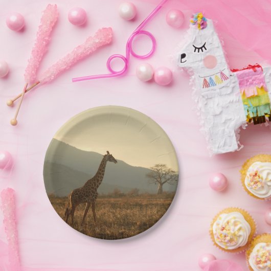 Giraffe in der Savannah Pappteller (Party)