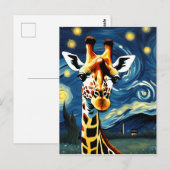 Giraffe in der Sternennacht Postkarte (Vorne/Hinten)