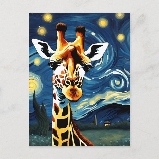Giraffe in der Sternennacht Postkarte (Vorderseite)