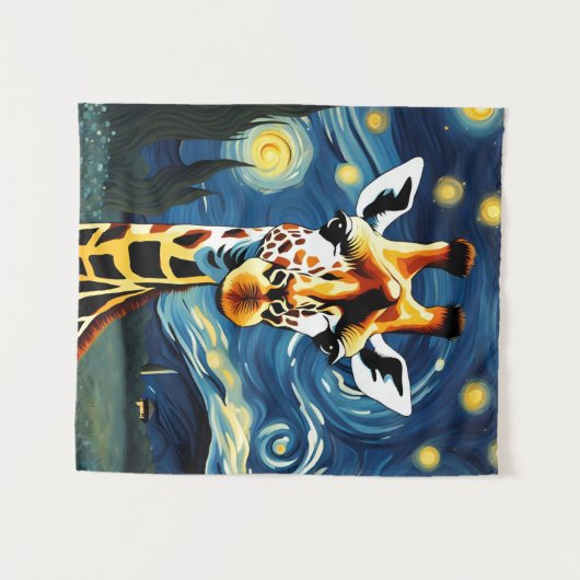 Giraffe in der Sternennacht Wandteppich (Vorderseite (Horizontal))