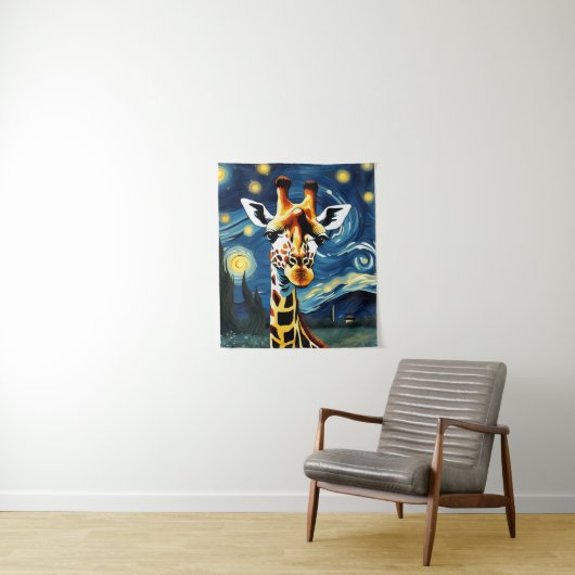 Giraffe in der Sternennacht Wandteppich (Beispiel)