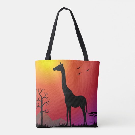 Giraffe in der Tasche der Sonnenuntergang (Rückseite)