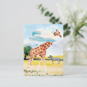 Giraffe in der Wasserfarbe der Wolken Postkarte (Stehend Vorderseite)