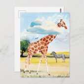 Giraffe in der Wasserfarbe der Wolken Postkarte (Vorne/Hinten)