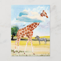 Giraffe in der Wasserfarbe der Wolken
