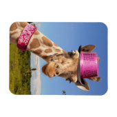 Giraffe in einem funkelnd rosa Hut Magnet (Horizontal)