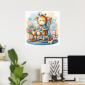 Giraffe in einem Rocking-Chair Poster (Heimbüro)