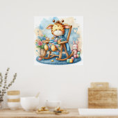 Giraffe in einem Rocking-Chair Poster (Küche)