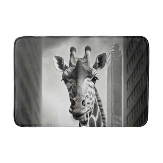 Giraffe in einem Stadtbild Badematte (Vorderseite)