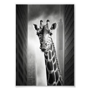 Giraffe in einem Stadtbild Fotodruck