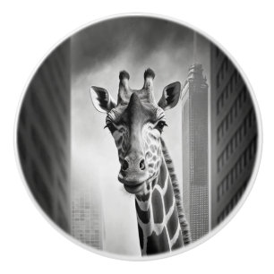 Giraffe in einem Stadtbild Keramikknauf