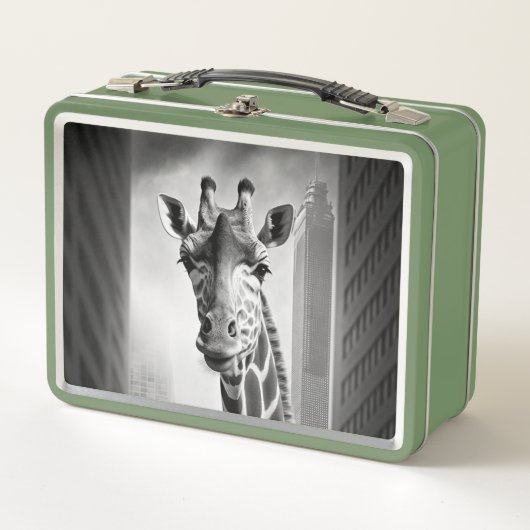 Giraffe in einem Stadtbild Metall Brotdose (Vorderseite)