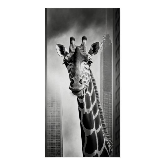 Giraffe in einem Stadtbild Poster (Vorderseite)