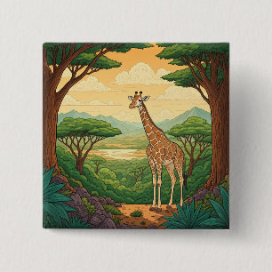 Giraffe in einer Wildnisumgebung stehend Button
