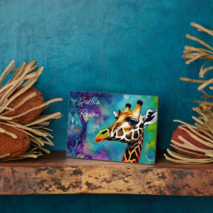 Giraffe in Farbe Fotoplatte