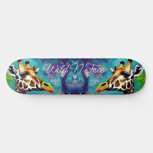 Giraffe in Farbe Skateboard (Horizontal)