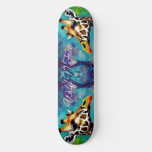 Giraffe in Farbe Skateboard (Vorderseite)
