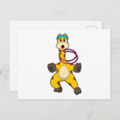 Giraffe in Fitness mit Swing Ring Postkarte (Vorne/Hinten)