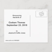 Giraffe in Flugzeug Geburtserklärung Ankündigungspostkarte (Rückseite)