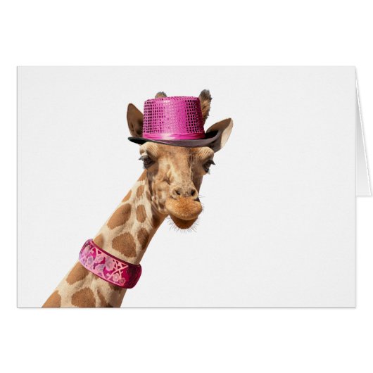 Giraffe in funkelnd-rosa Hut (Vorderseite (Horizontal))