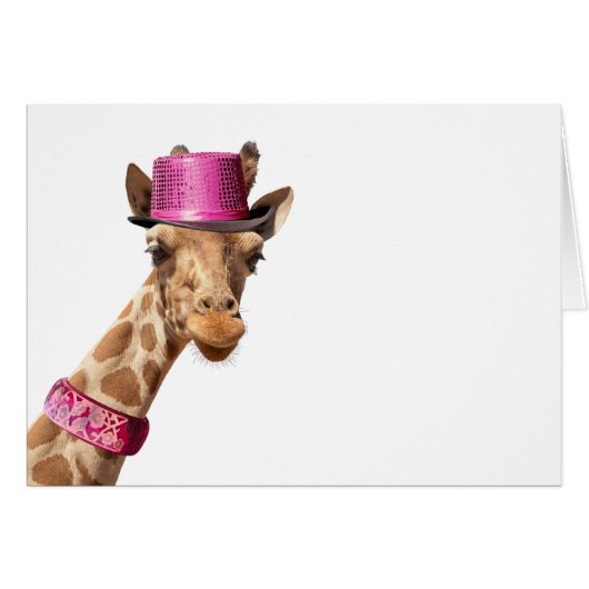 Giraffe in funkelnd-rosa Hut (Vorderseite (Horizontal))
