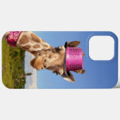 Giraffe in funkelnd-rosa Hut Case-Mate iPhone Hülle (Rückseite (Horizontal))