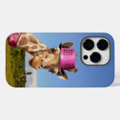 Giraffe in funkelnd-rosa Hut Case-Mate iPhone Hülle (Rückseite (Horizontal))