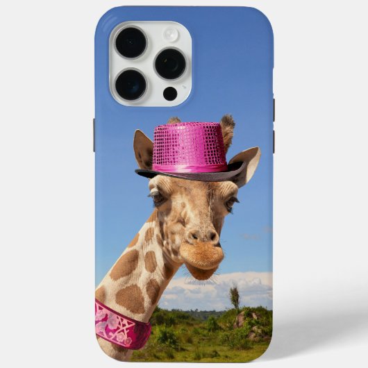 Giraffe in funkelnd-rosa Hut Case-Mate iPhone Hülle (Rückseite)