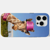 Giraffe in funkelnd-rosa Hut Case-Mate iPhone Hülle (Rückseite (Horizontal))