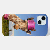 Giraffe in funkelnd-rosa Hut Case-Mate iPhone Hülle (Rückseite (Horizontal))