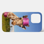 Giraffe in funkelnd-rosa Hut Case-Mate iPhone Hülle (Rückseite (Horizontal))