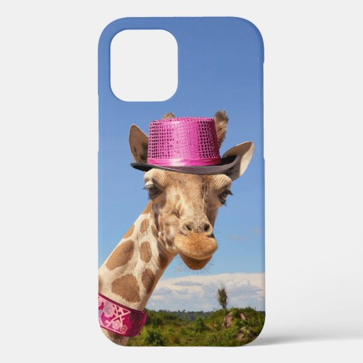 Giraffe in funkelnd-rosa Hut Case-Mate iPhone Hülle (Rückseite)