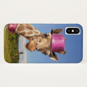 Giraffe in funkelnd-rosa Hut Case-Mate iPhone Hülle (Rückseite (Horizontal))