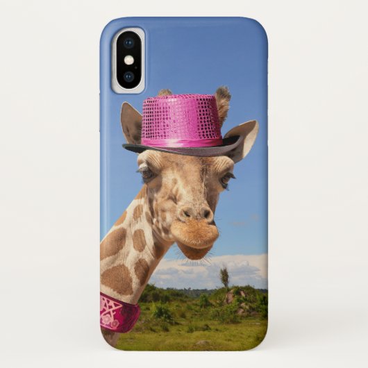 Giraffe in funkelnd-rosa Hut Case-Mate iPhone Hülle (Rückseite)
