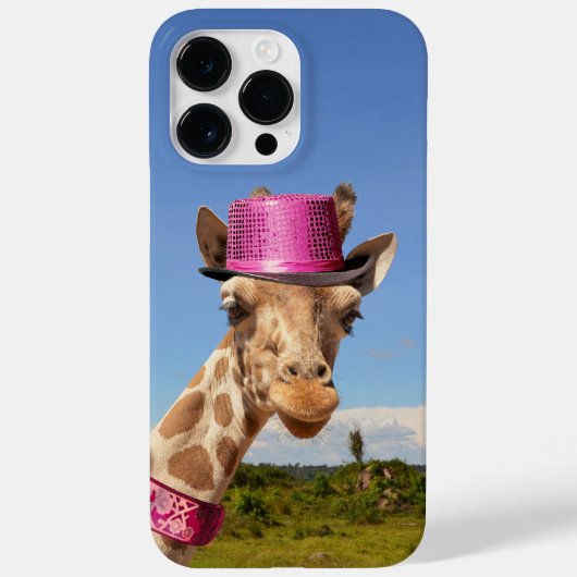 Giraffe in funkelnd-rosa Hut Case-Mate iPhone Hülle (Rückseite)