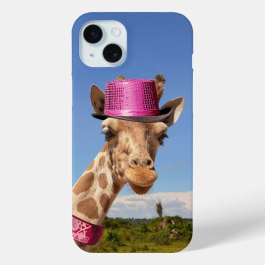 Giraffe in funkelnd-rosa Hut Case-Mate iPhone Hülle (Rückseite)