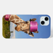 Giraffe in funkelnd-rosa Hut Case-Mate iPhone Hülle (Rückseite (Horizontal))