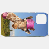 Giraffe in funkelnd-rosa Hut Case-Mate iPhone Hülle (Rückseite (Horizontal))
