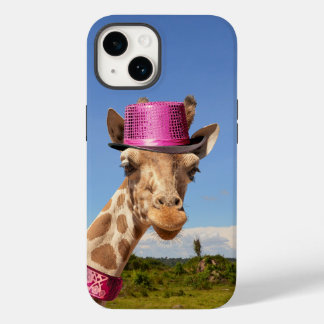 Giraffe in funkelnd-rosa Hut Case-Mate iPhone 14 Hülle